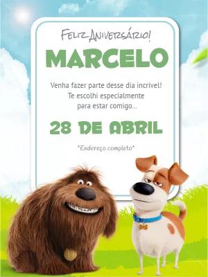 Convite de Aniversário Pets A Vida Secreta dos Bichos para Editar