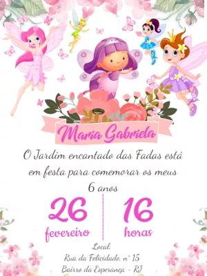 Convite de Aniversário Fadas Jardim Encantado para Editar
