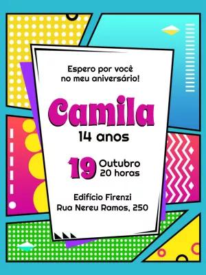 Convite de Aniversário Pop Art para Editar Online