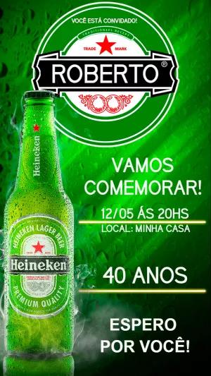 Convite de Aniversário Heineken para Editar e Imprimir