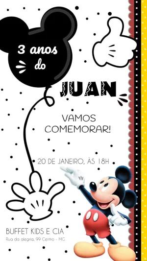 Convite de Aniversário Mickey Mouse para Editar Online