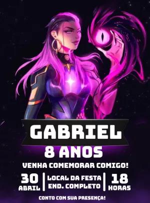 Convite de Aniversário Reyna Valorant para Editar Online