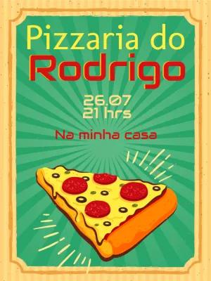 Convite de Aniversário Pizzaria Retrô para Editar Online