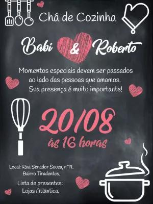 Convite Chá de Cozinha Estilo Lousa para Editar Online