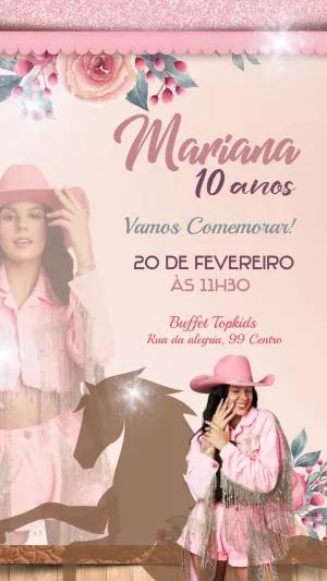 Convite Aniversário Boiadeira Ana Castela para Editar