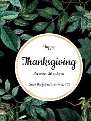 Elegant Thanksgiving Invitation with Leaves to Edit Online