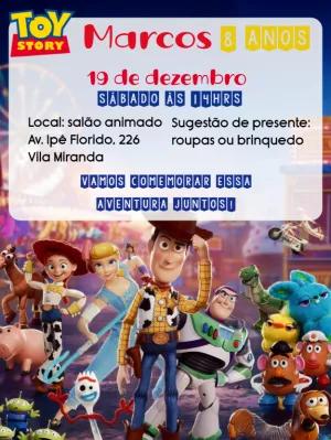 Convite de Aniversário Toy Story com a Turma Reunida para Editar
