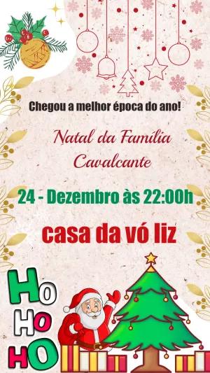 Convite de Natal com Papai Noel e Árvore para Editar Online