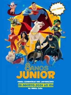 Convite de Aniversário Superpets com Heróis para Editar
