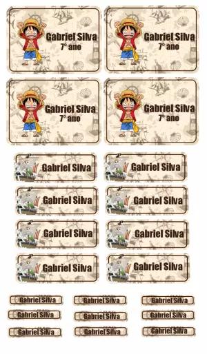 Etiquetas Escolares One Piece para Editar e Imprimir