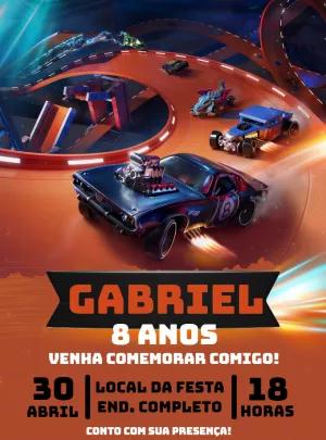 Convite de Aniversário Hot Wheels para Editar Online