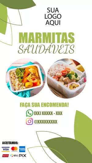 Flyer de Marmitas Saudáveis para Editar e Imprimir Online