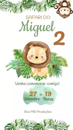 Convite de Aniversário Safari com Animais para Editar Online