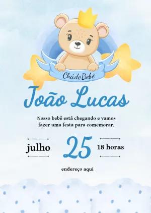 Convite Chá de Bebê Ursinho Príncipe para Editar Online