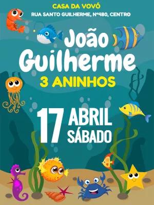 Convite de Aniversário Fundo do Mar Editável Online
