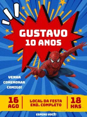Convite de Aniversário Homem Aranha para Editar Online