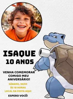 Convite Aniversário Blastoise com Foto para Editar Online