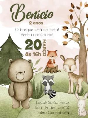 Convite de Aniversário Bosque Encantado para Editar Online