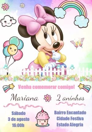 Convite de Aniversário Minnie Baby para Editar Online