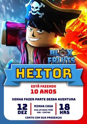 Convite Aniversário Blox Fruits para Editar Online