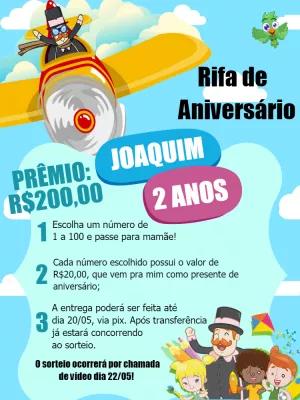 Rifa de Aniversário Mundo Bita com Aviador para Editar Online