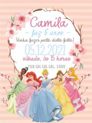 Convite de Aniversário Princesas Disney para Editar Online