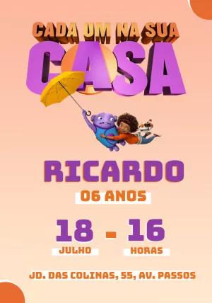 Convite Aniversário Cada Um Na Sua Casa para Editar Online