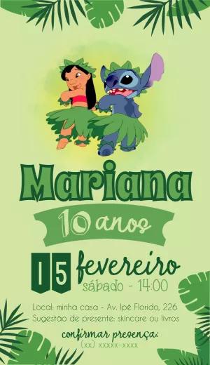 Convite de Aniversário Lilo e Stitch para Editar Online