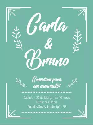 Convite de Casamento Minimalista Verde para Editar Online