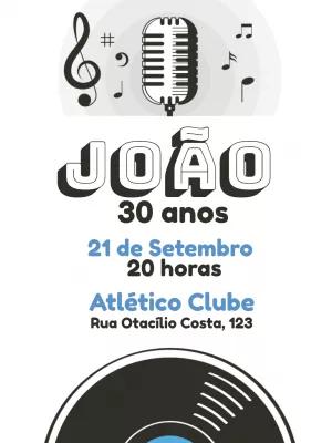 Convite de Aniversário Musical Retrô para Editar Online