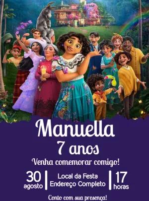 Convite de Aniversário Encanto Disney com Personagens para Editar