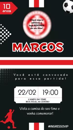 Convite de Aniversário Futebol para Editar e Enviar Online