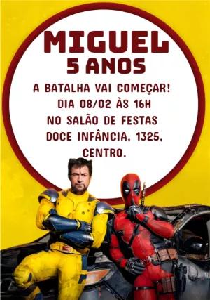 Convite de Aniversário Deadpool e Wolverine para Editar Online