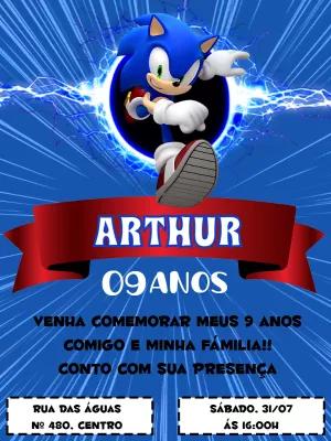 Convite de Aniversário Sonic Editável Online para Imprimir