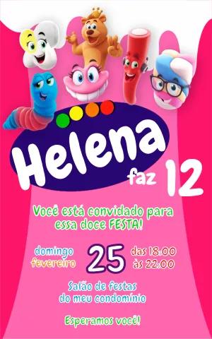 Convite Aniversário Doces Divertidos para Editar Online