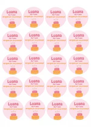 Tag de Aniversário com Bolo para Editar e Imprimir