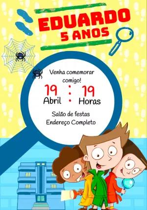 Convite de Aniversário Detetives do Prédio Azul para Editar