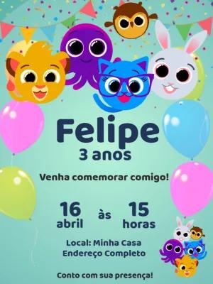 Convite de Aniversário Bolofofos com Personagens para Editar