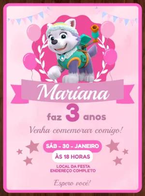 Convite Aniversário Everest Patrulha Canina para Editar Online