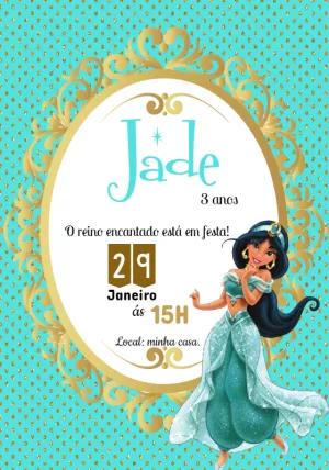 Convite Aniversário Princesa Jasmine para Editar Online