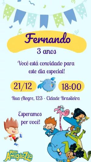Convite de Aniversário Meu Amigãozão para Editar Online