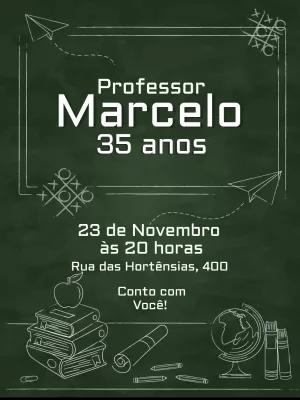 Convite Aniversário Professor Estilo Lousa para Editar Online