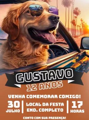 Convite Aniversário Cachorro Tardezinha para Editar Online