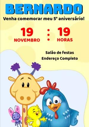 Convite de Aniversário Galinha Pintadinha para Editar Online