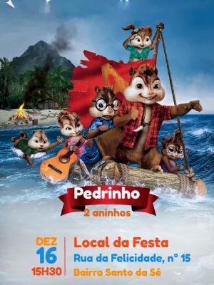 Convite de Aniversário Alvin e os Esquilos para Editar Online