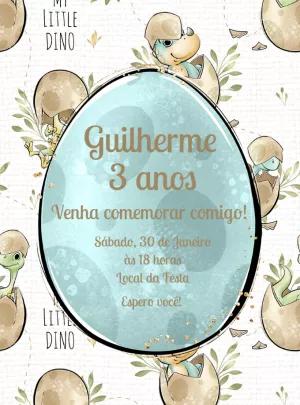 Convite Aniversário Dinossauro Baby para Editar Online