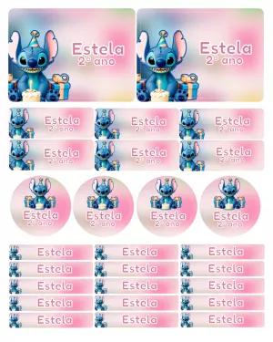 Kit de Etiquetas Escolares Stitch Editável Online