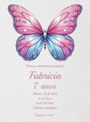 Convite de Aniversário Borboleta Brilhante para Editar Online