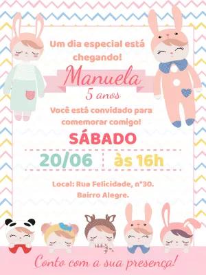 Convite de Aniversário Boneca Metoo para Editar Online