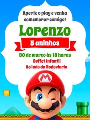 Convite Aniversário Super Mario Editável Online